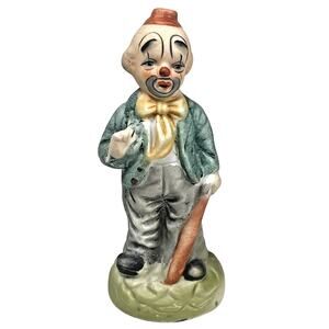 TOMA Vintage Clown Hobo Ceramic Figure Figurine Circus 5 in Tall Matte Taiwan